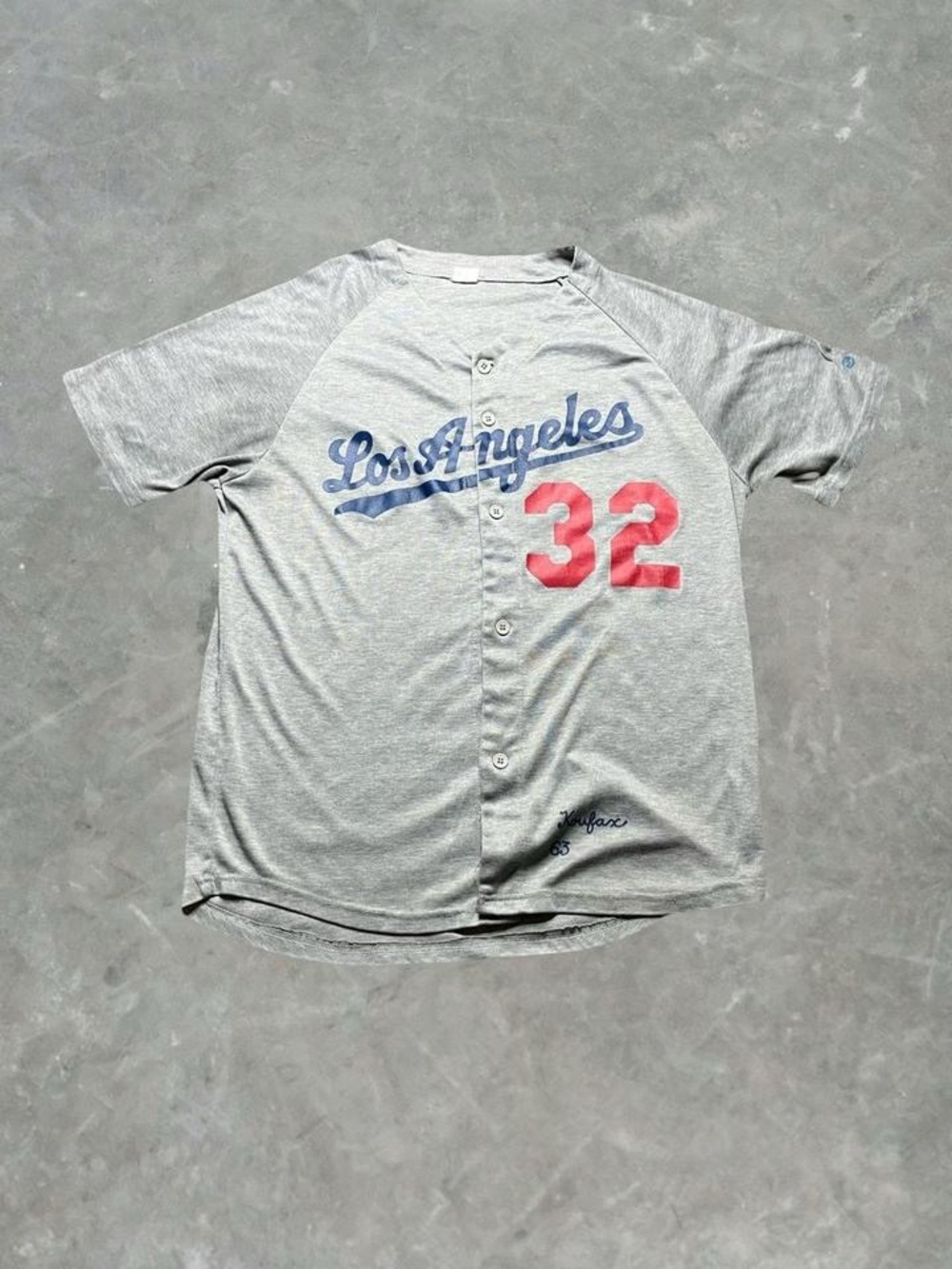 Los Angeles Dodgers Sandy Koufax MLB Baseball Jersey Mens Size L Gray/Blue